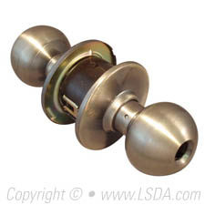 LSDA G2 Entry Ball Knob Less Latch & Core, Antique Brass