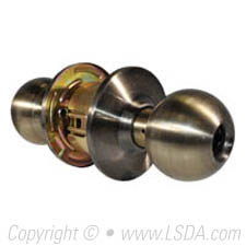 LSDA G2 Storeroom Ball Knob Less Latch & Core, Antique Brass
