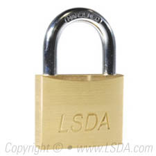 LSDA Padlock Solid Brass 50mm Body 1-1/8" Shackle - KA901