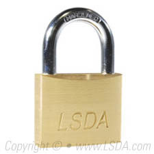 LSDA Padlock Solid Brass 50mm Body 1-1/8" Shackle - KA902