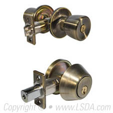 LSDA Combination 00 Tulip Knob Plus Single Cylinder Deadbolt - Antique Brass