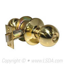 LSDA G2 Privacy Knob Ball UL 3-Hour Rated ASA 2-3/4" Bright Brass