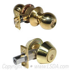 LSDA Combination 10 Ball Knob Plus Double Cylinder Deadbolt - KW1 - Millennium Brass