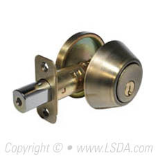 LSDA G3 75 Series Deadbolt Single Cyl. KW1 Radius Corner Latch Antique Brass