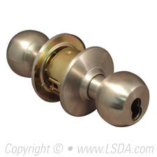 LSDA G2 Entry Ball Knob IC Less Latch, Stainless Steel