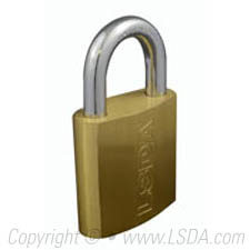 LSDA Padlock SFIC Brass KR W/ 1" Steel Shackle Clearance Less Core