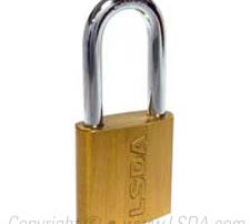 LSDA Padlock SFIC Brass KR W/ 2" Steel Shackle Clearance Less Core