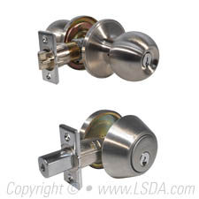 LSDA Combination 00 Ball Knob Plus Single Cylinder Deadbolt - Satin Nickel