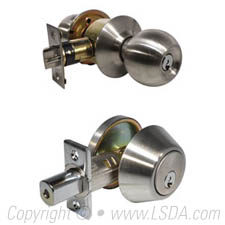 LSDA Combination 10 Ball Knob Plus Single Cylinder Deadbolt - SC1 - Stainless Steel